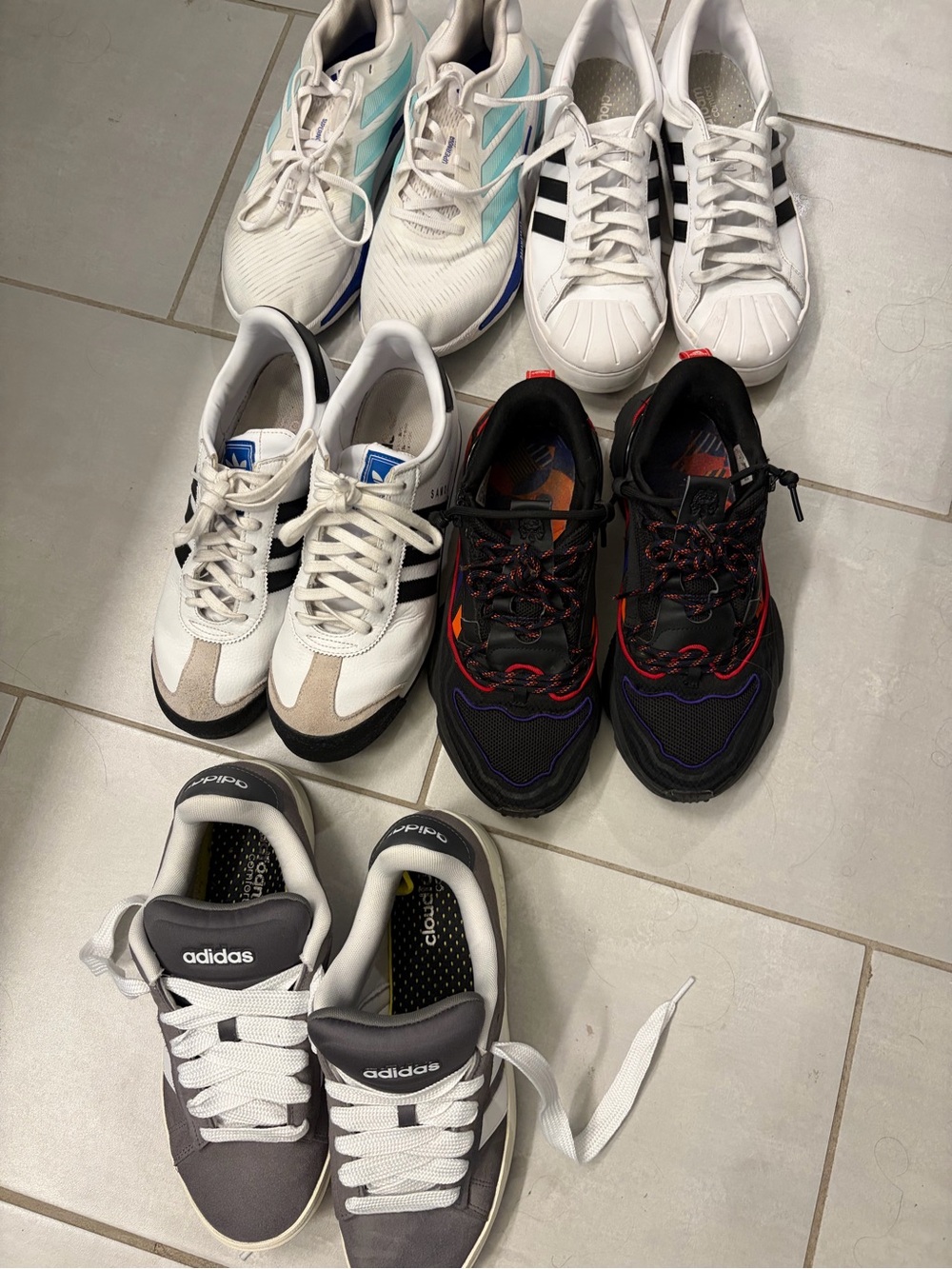 (MEN 8.5) Adidas Lot Bundle Of 5 Pair | Samoa Ozweego Zip Grand Court Alpha Set